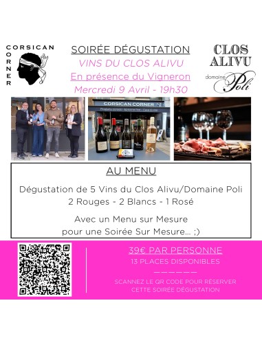 Soirée dégustation en présence du Vigneron : Spéciale Vins du Clos Alivu/Domaine Poli - Mercredi 9 Avril - 19h30