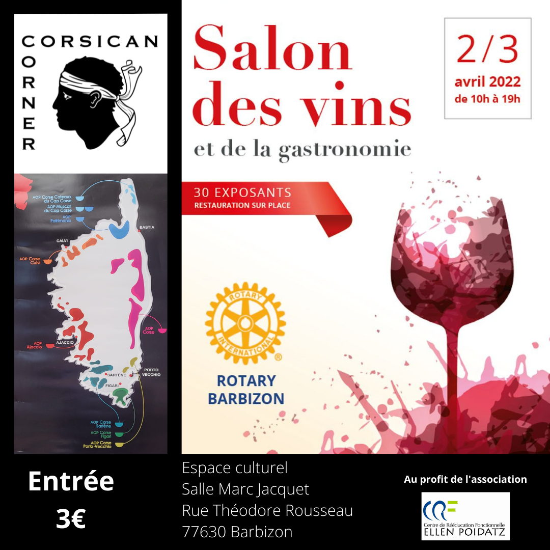 Salon des vins et de la gastronomie le 2 et 3 avril de 10h à 19h à Barbizon